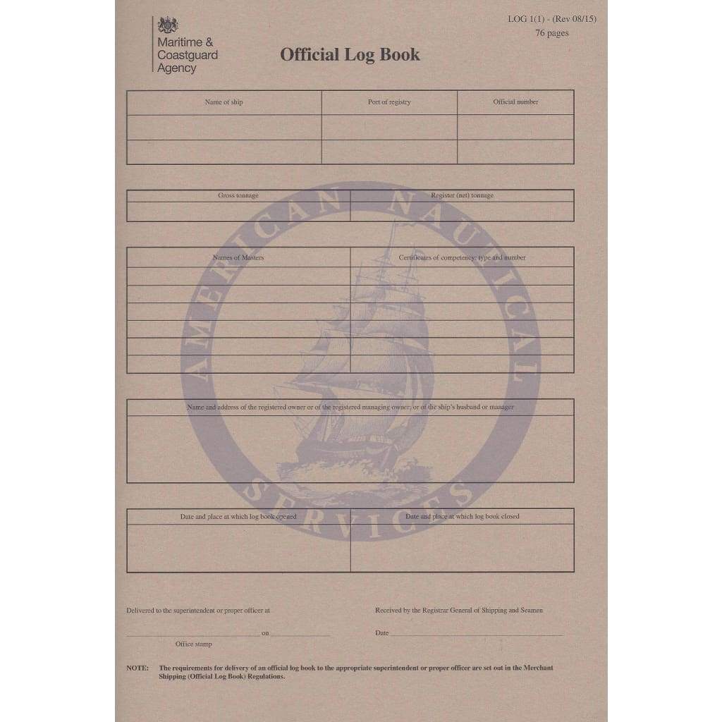 MCA Ships Official Record Log Book