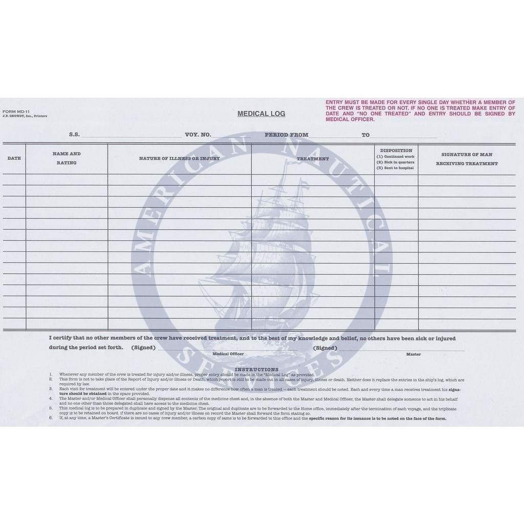 MD-11 Medical Log Book - Amnautical