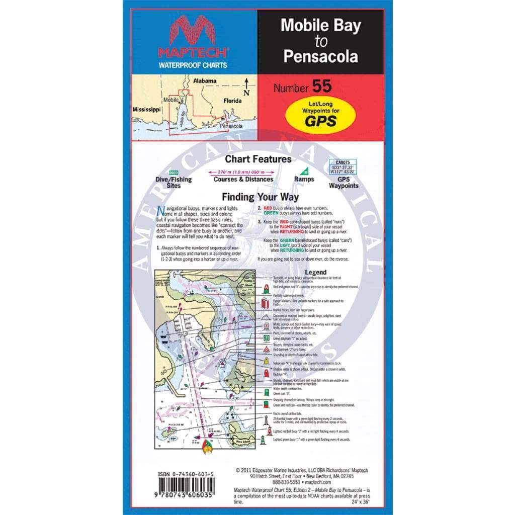 Mobile Bay to Pensacola Waterproof Chart, 2nd Edition