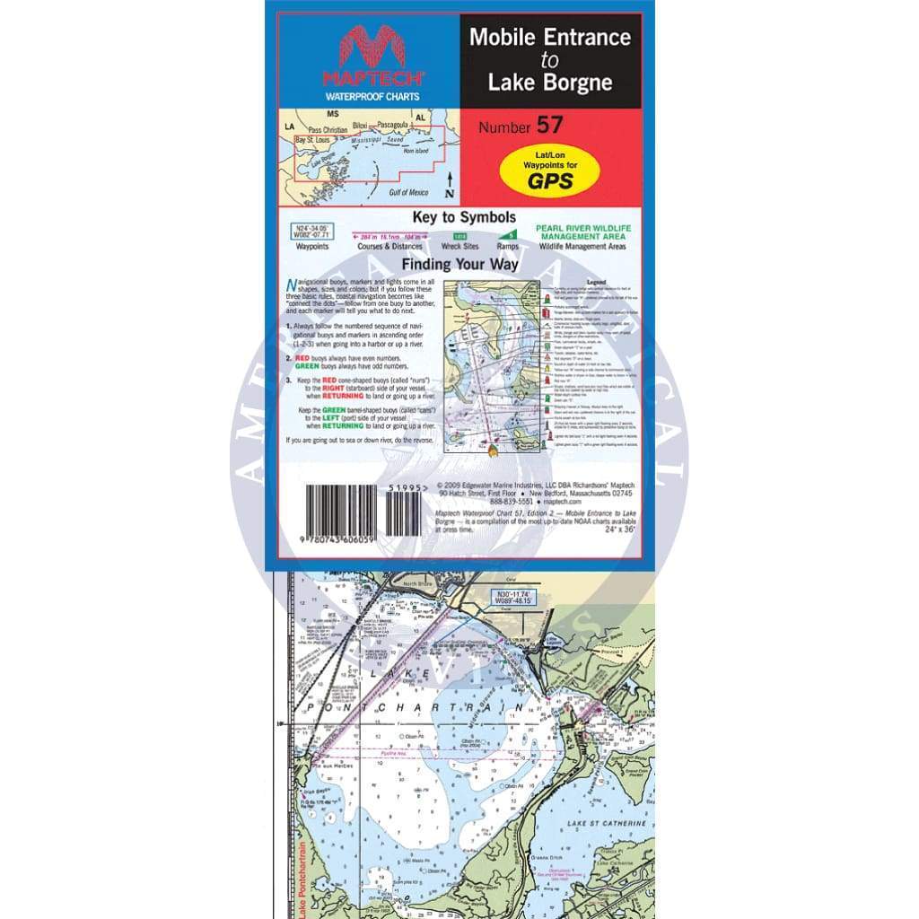Mobile Entrance to Lake Borgne Waterproof Chart, 2nd Edition