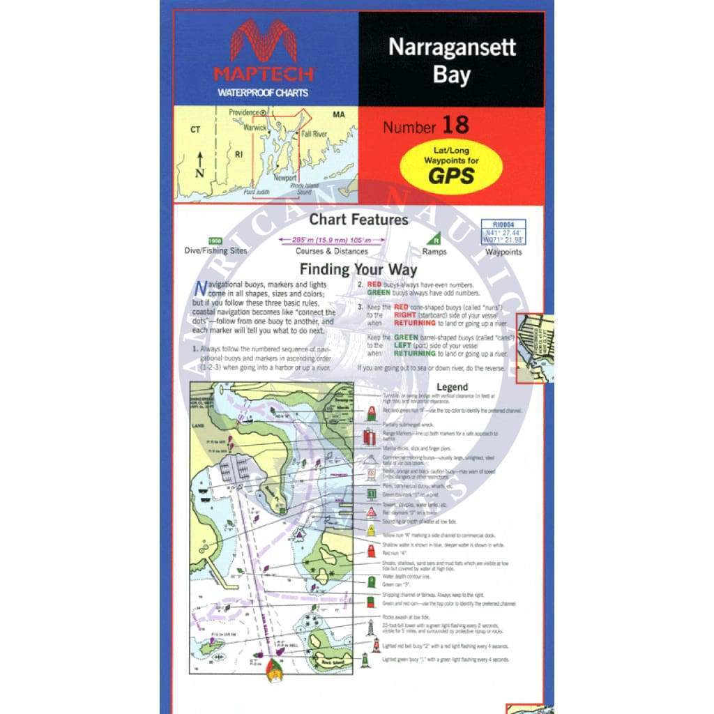 Narragansett Bay Waterproof Chart, 5th Edition