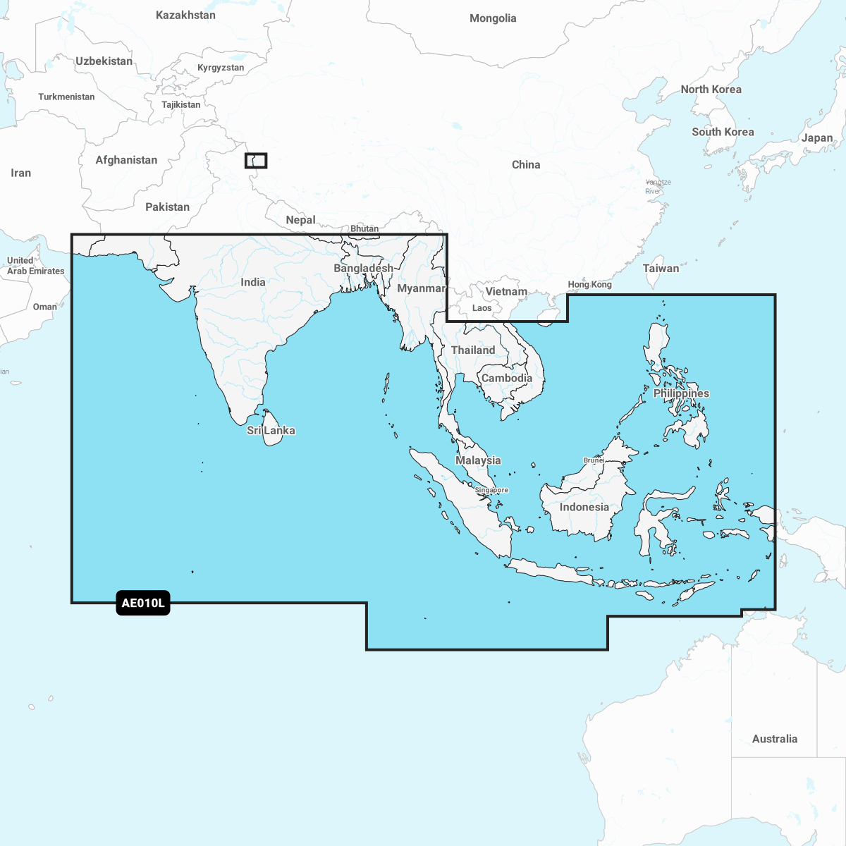 Navionics+ Chart AE010L: Indian Ocean & South China Sea
