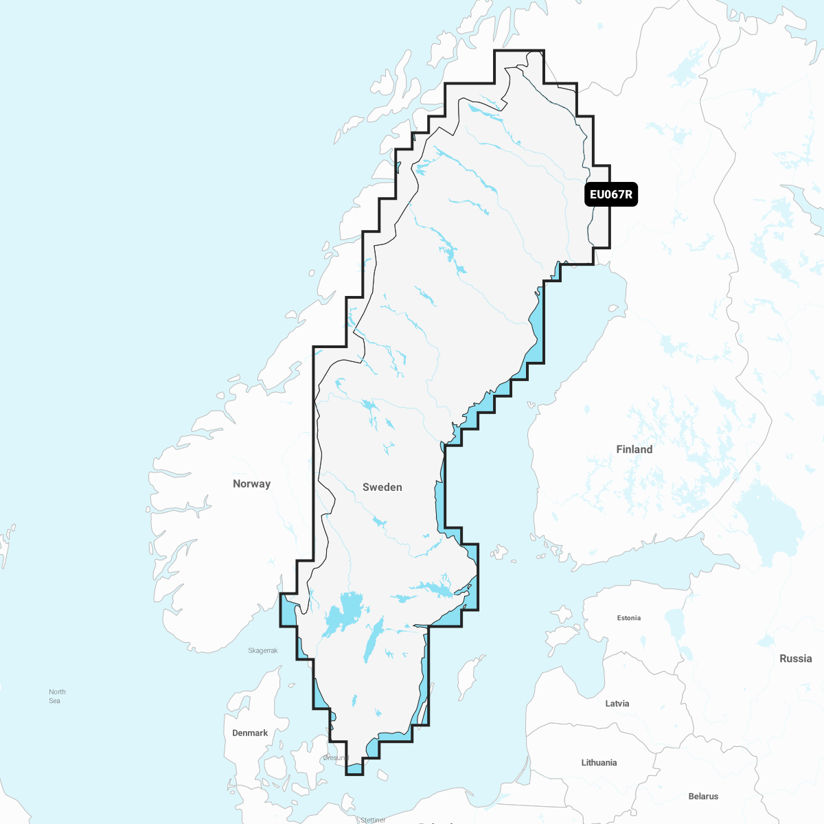 Navionics+ Chart EU067R: Sweden, Lakes & Rivers