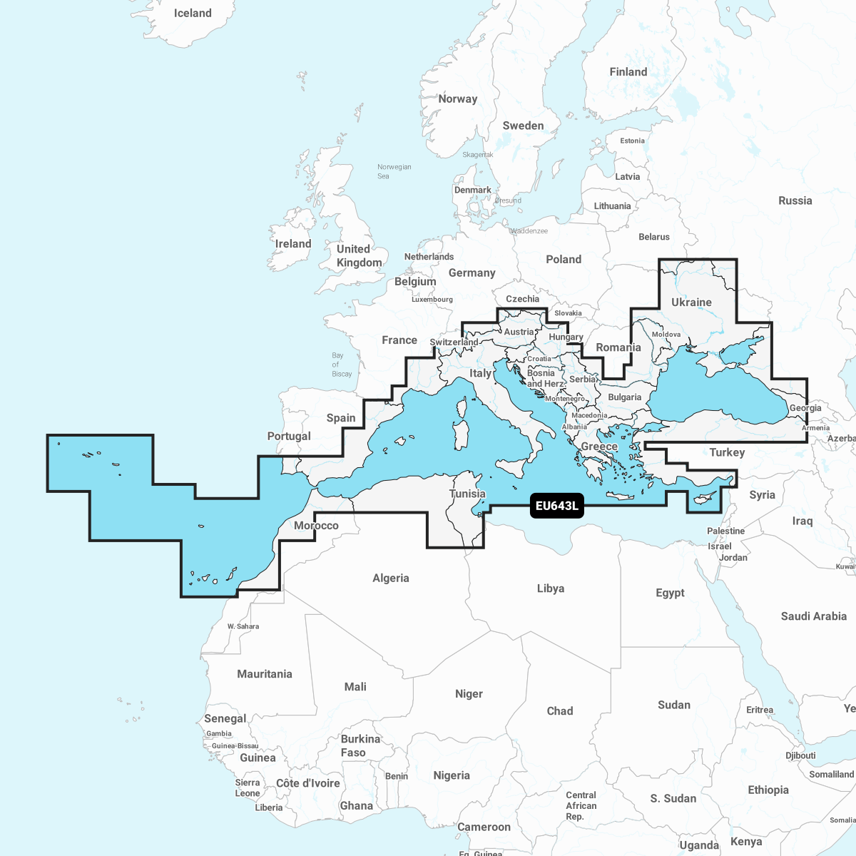 Navionics+ Chart EU643L: Mediterranean & Black Sea