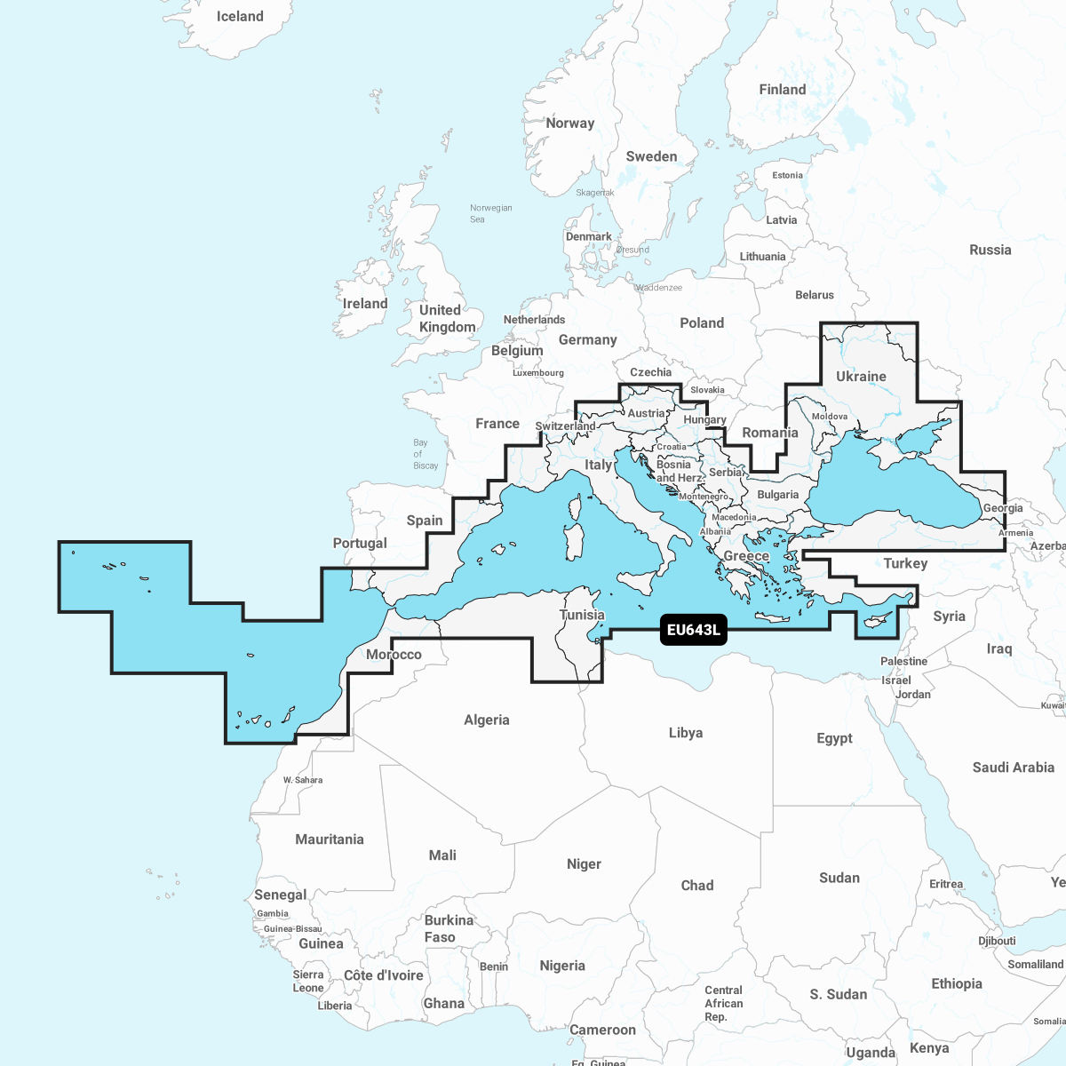 Navionics Platinum+ Chart EU643L: Mediterranean & Black Sea