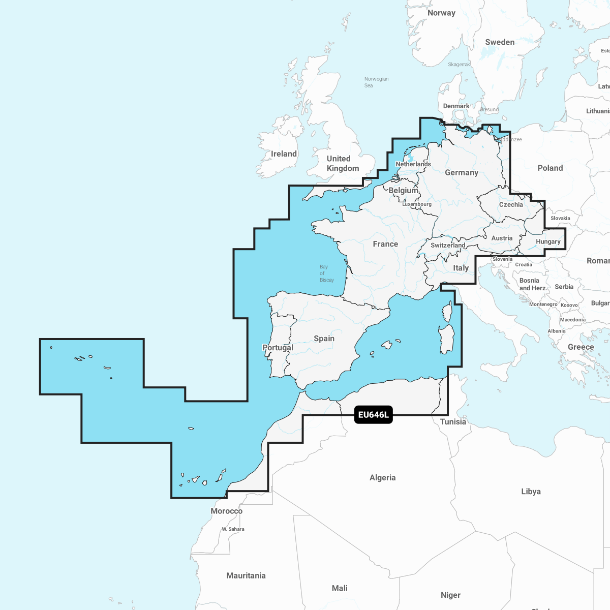 Navionics Platinum+ Chart EU646L: Europe, Central & West