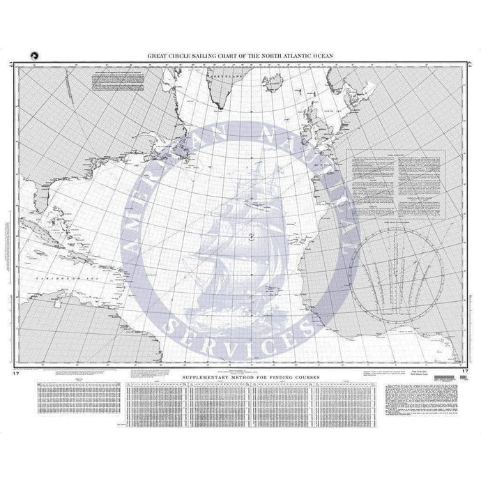 NGA Chart 17: Great Circle Sailing Chart of the North Atlantic Ocean