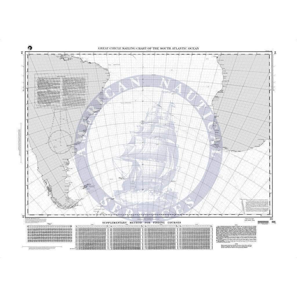 NGA Chart 24: Great Circle Sailing Chart of the South Atlantic Ocean