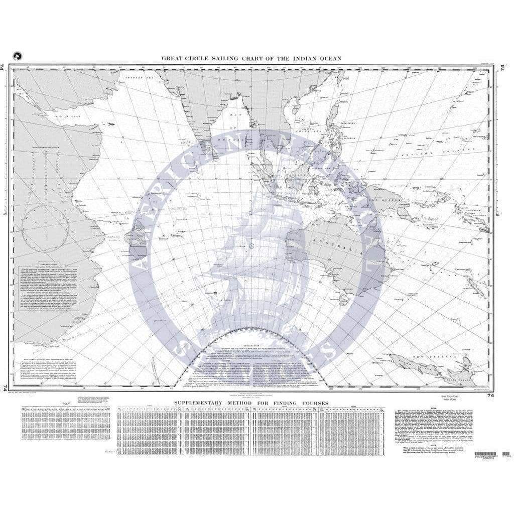 NGA Chart 74: Great Circle Sailing Chart of the Indian Ocean
