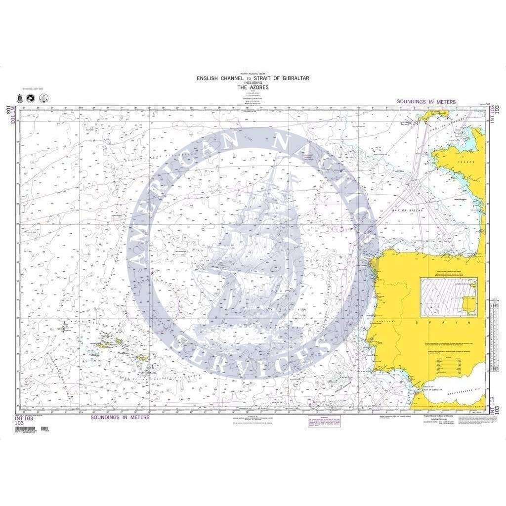 NGA Nautical Chart 103: English Channel to Strait of Gibraltar including the Azores