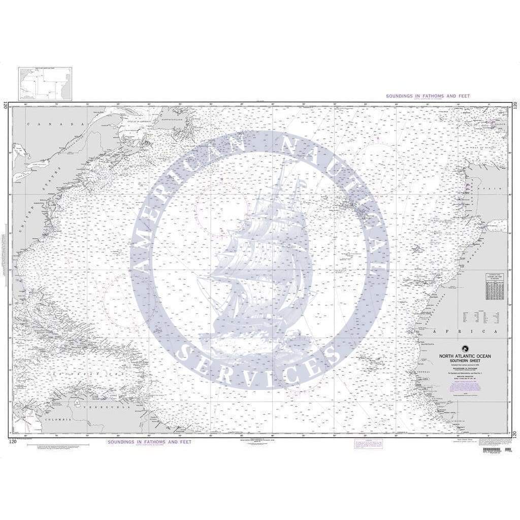 NGA Nautical Chart 120: North Atlantic Ocean (Southern Sheet)