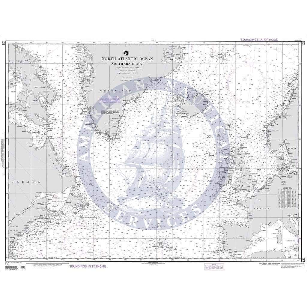 NGA Nautical Chart 121: North Atlantic Ocean (Northern Sheet)