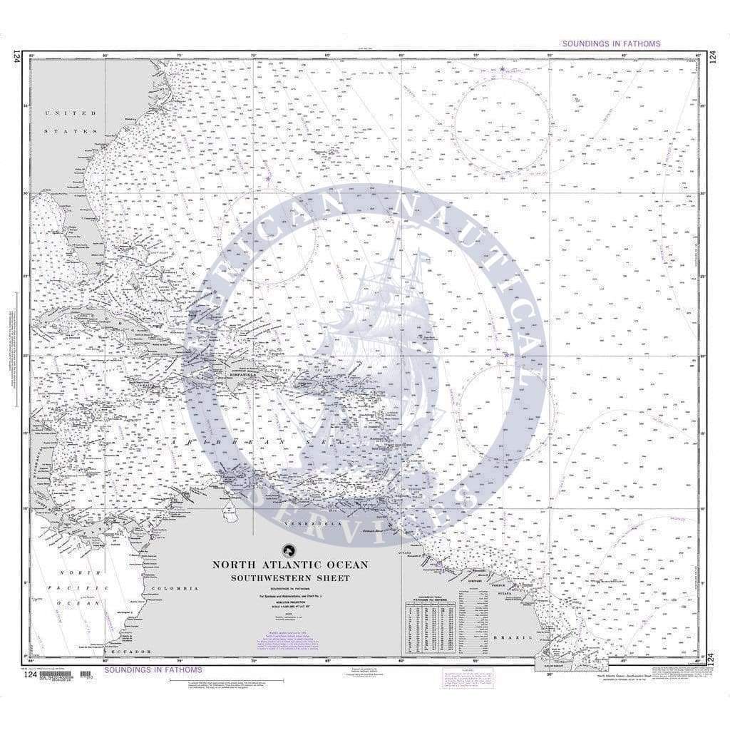 NGA Nautical Chart 124: North Atlantic Ocean (Southwestern Sheet)