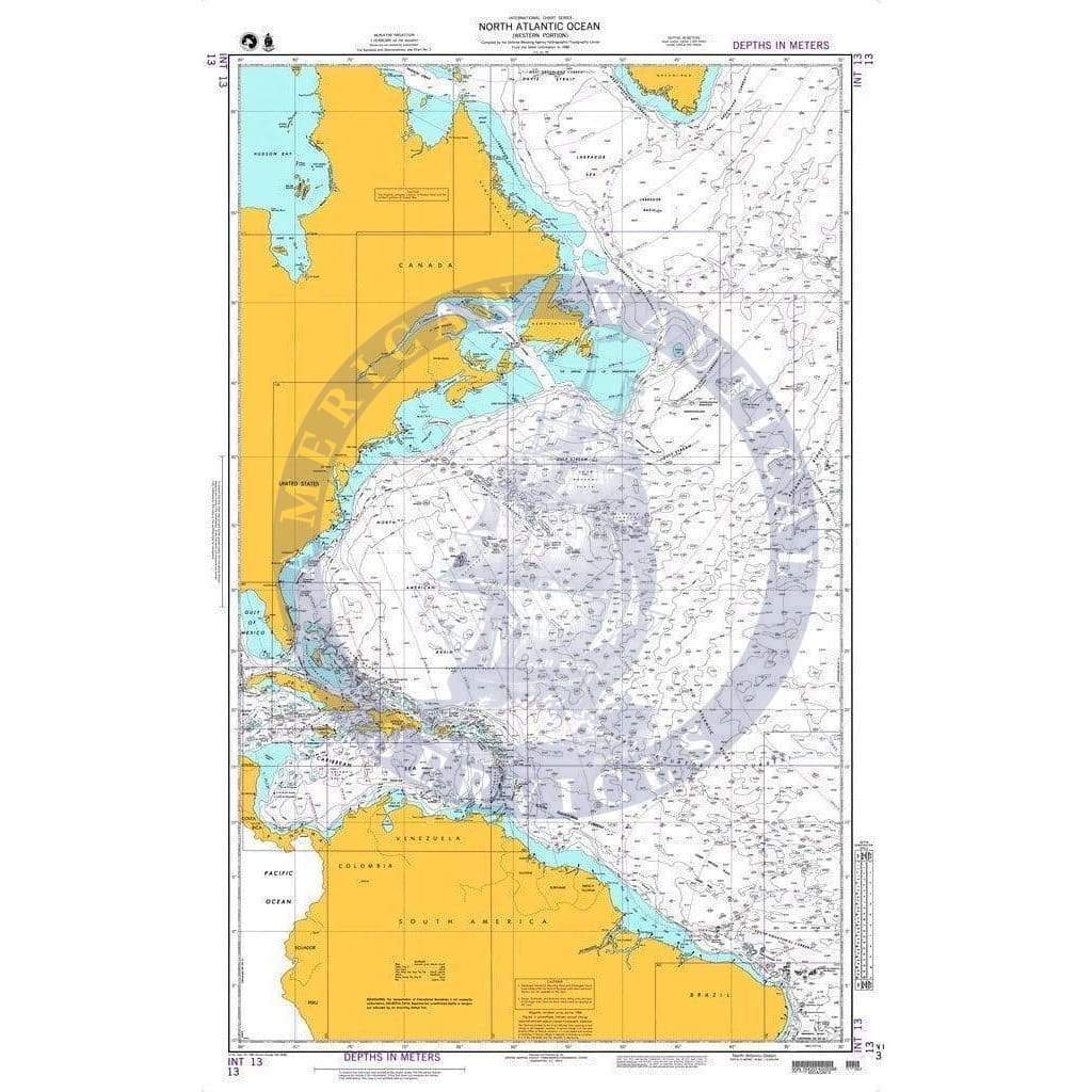 NGA Nautical Chart 13: North Atlantic Ocean (Western Portion)