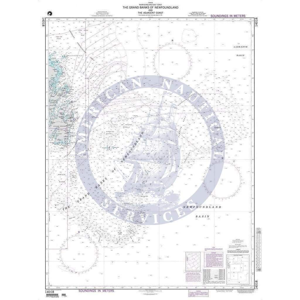 NGA Nautical Chart 14018: The Grand Banks of Newfoundland and the Adjacent Coast