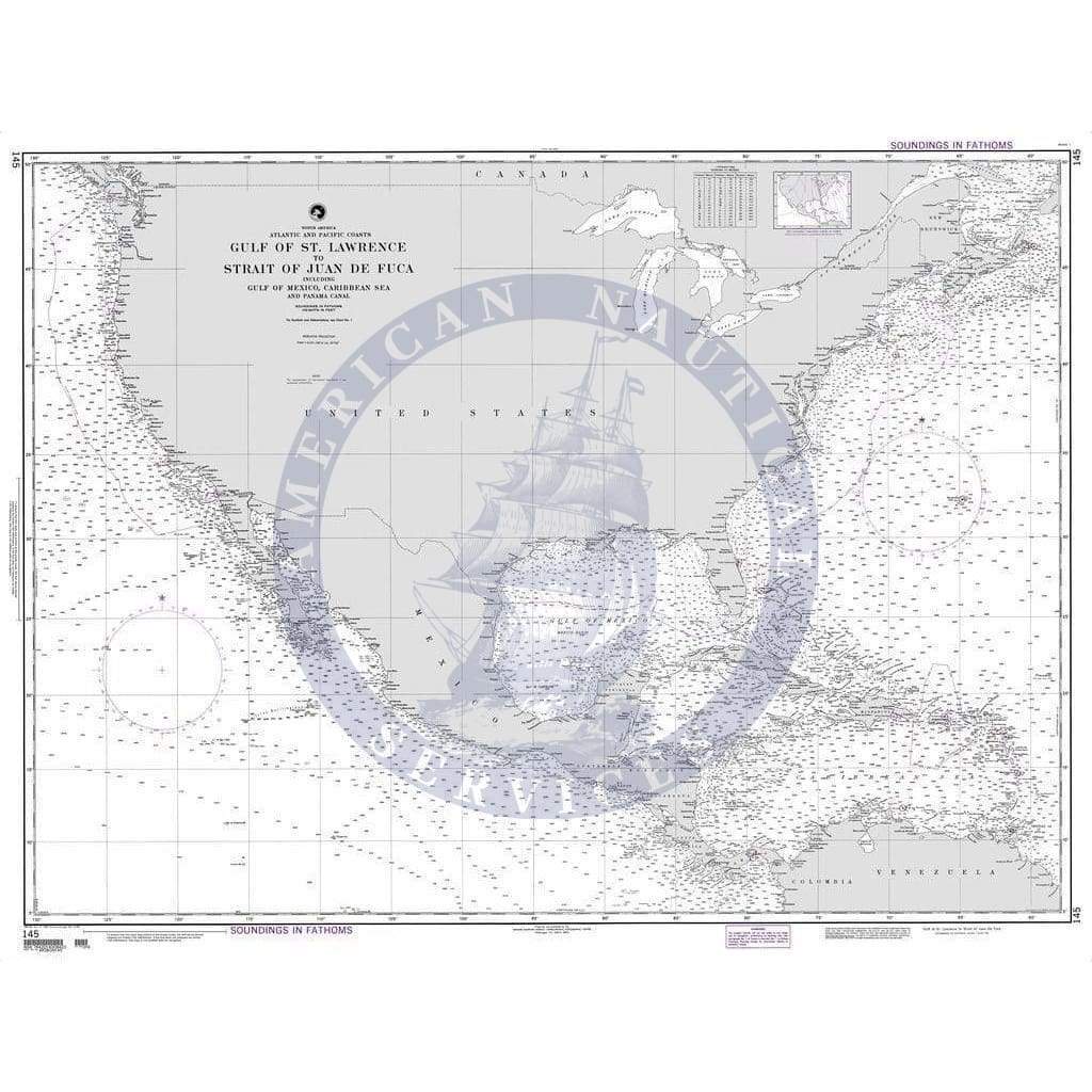 NGA Nautical Chart 145: Gulf of St. Lawrence to Strait of Juan de Fuca