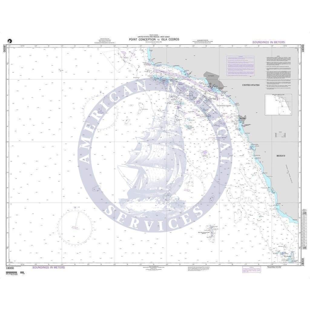 NGA Nautical Chart 18000: Point Conception to Isla Cedros (OMEGA)