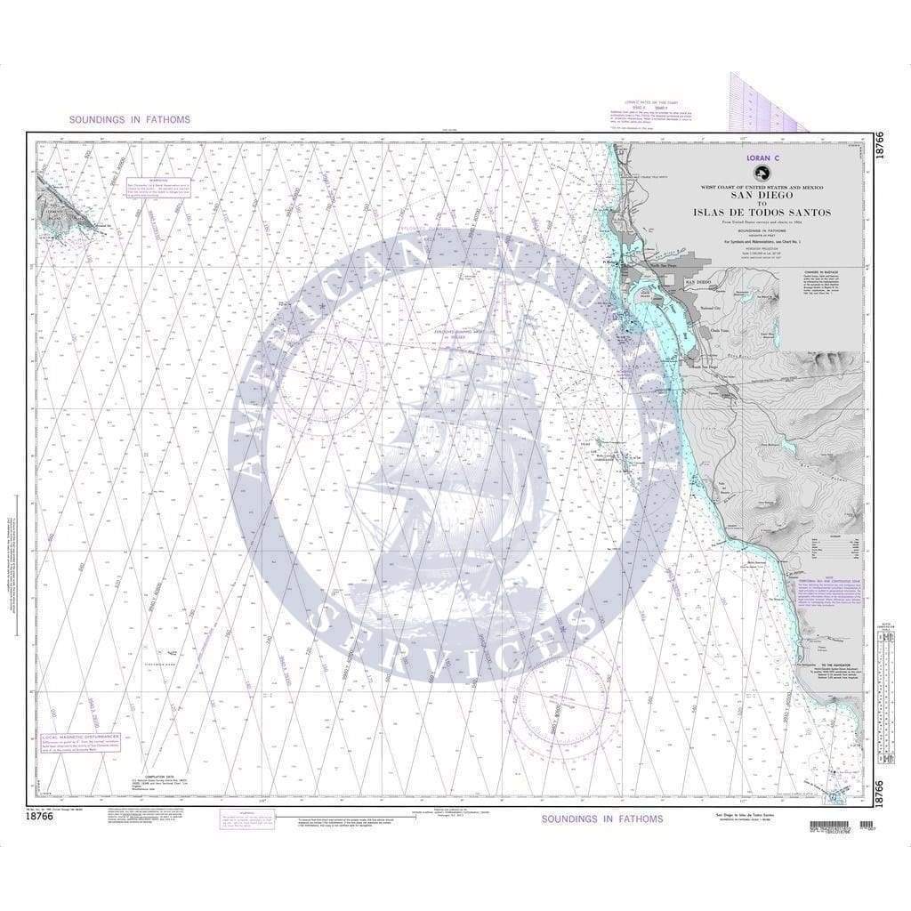 NGA Nautical Chart 18766: San Diego to Islas De Todos Santos (LORAN-C)