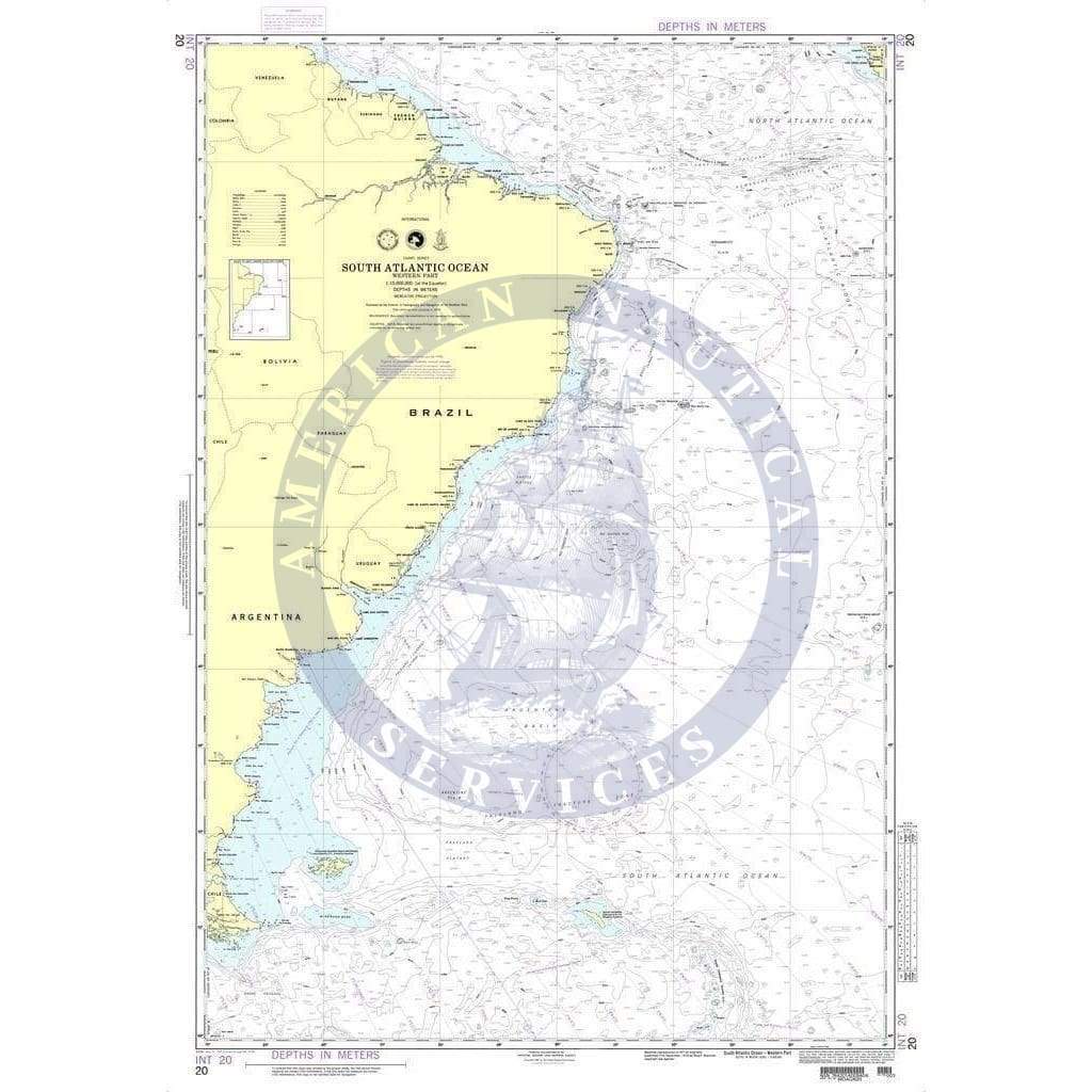 NGA Nautical Chart 20: South Atlantic Ocean (Western Part)