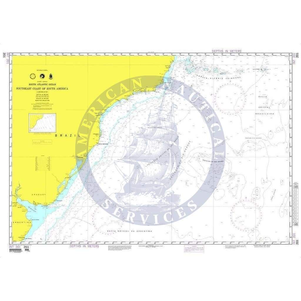 NGA Nautical Chart 201: South East Coast of South America (OMEGA)