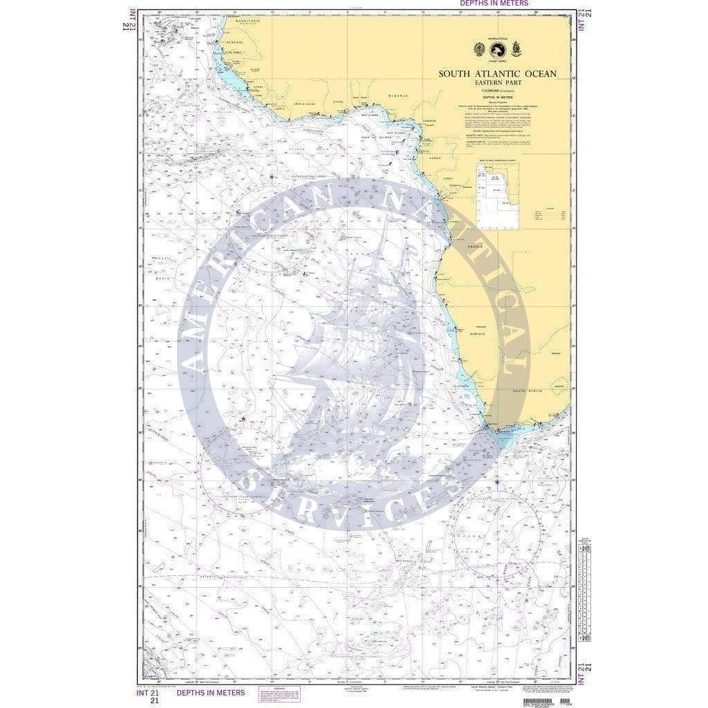 NGA Nautical Chart 21: South Atlantic Ocean (Eastern Part)