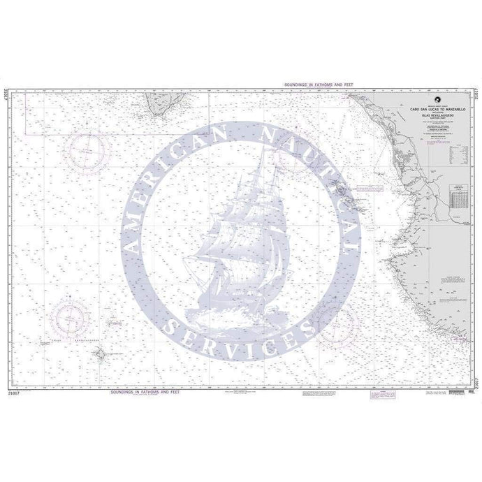 NGA Nautical Chart 21017: Cabo San Lucas to Manzanillo (OMEGA)