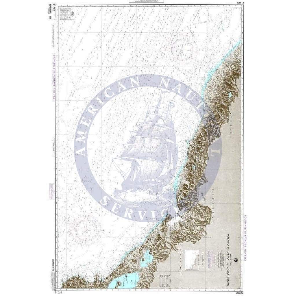 NGA Nautical Chart 21026: Puerto Madero to Cabo Velas (Pacific Coast) (OMEGA)