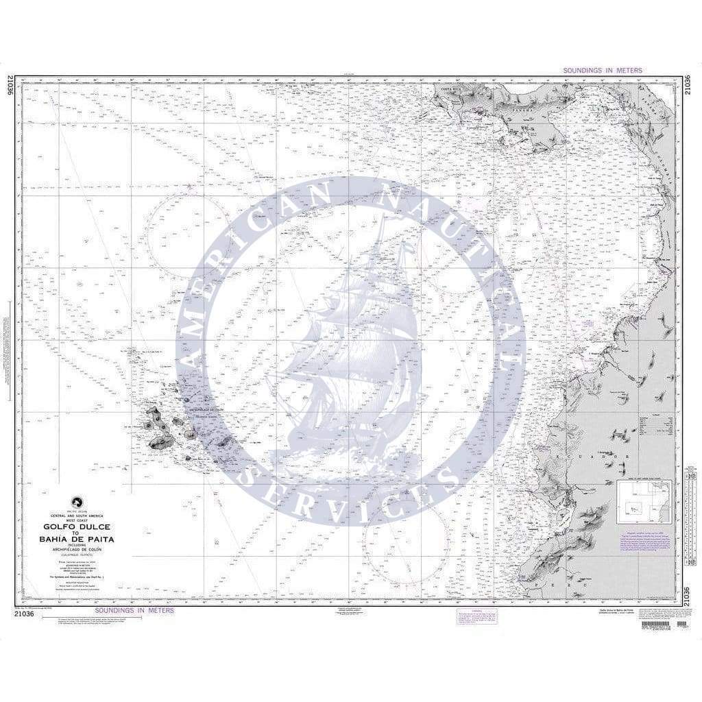 NGA Nautical Chart 21036: Golfo Dulce to Bahia de Paita