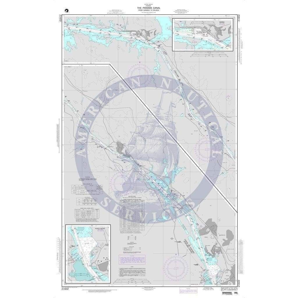 NGA Nautical Chart 21602: The Panama Canal from Gamboa to Balboa (Panama) Panels: A and B