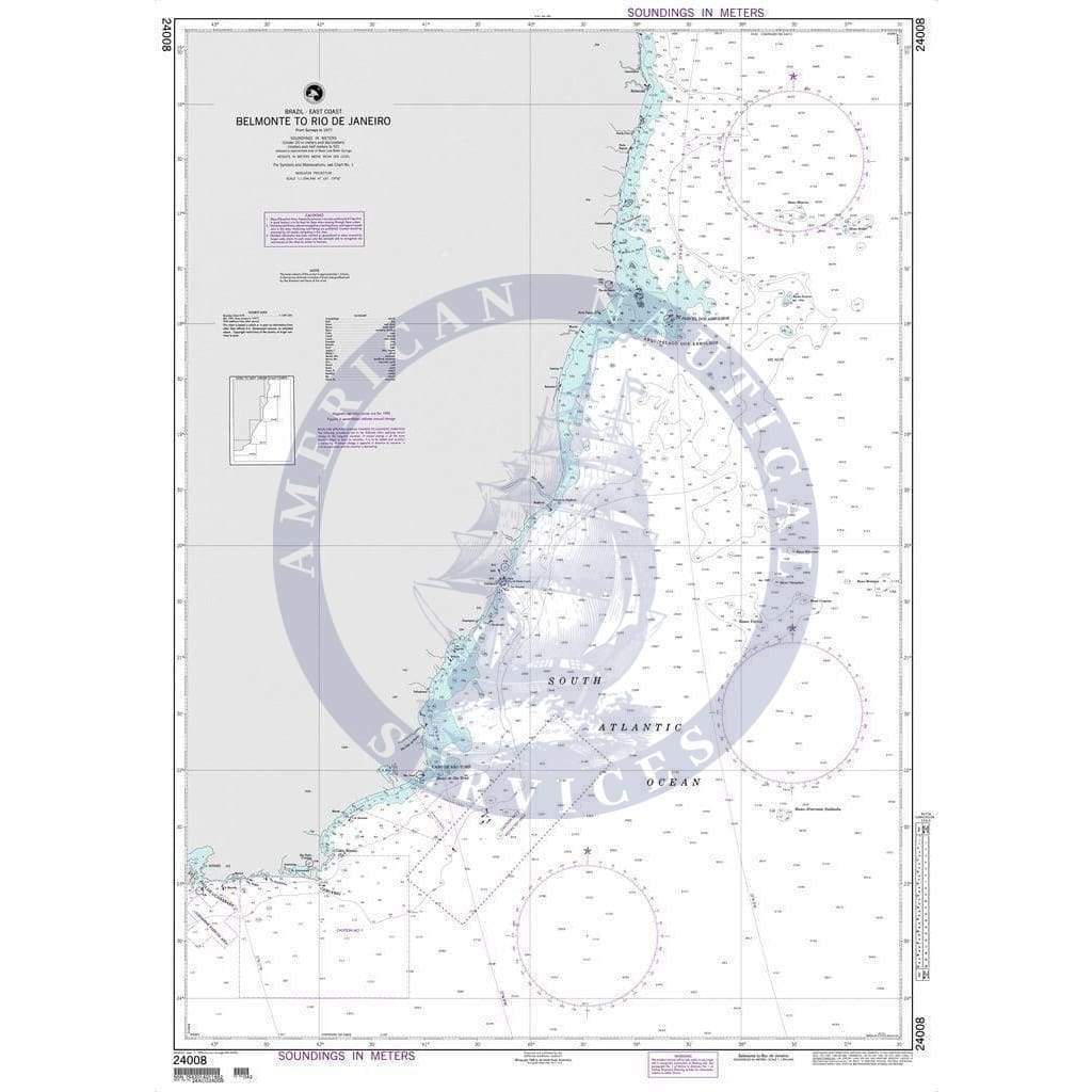 NGA Nautical Chart 24008: Belmonte to Rio de Janeiro (Brazil-East Coast)