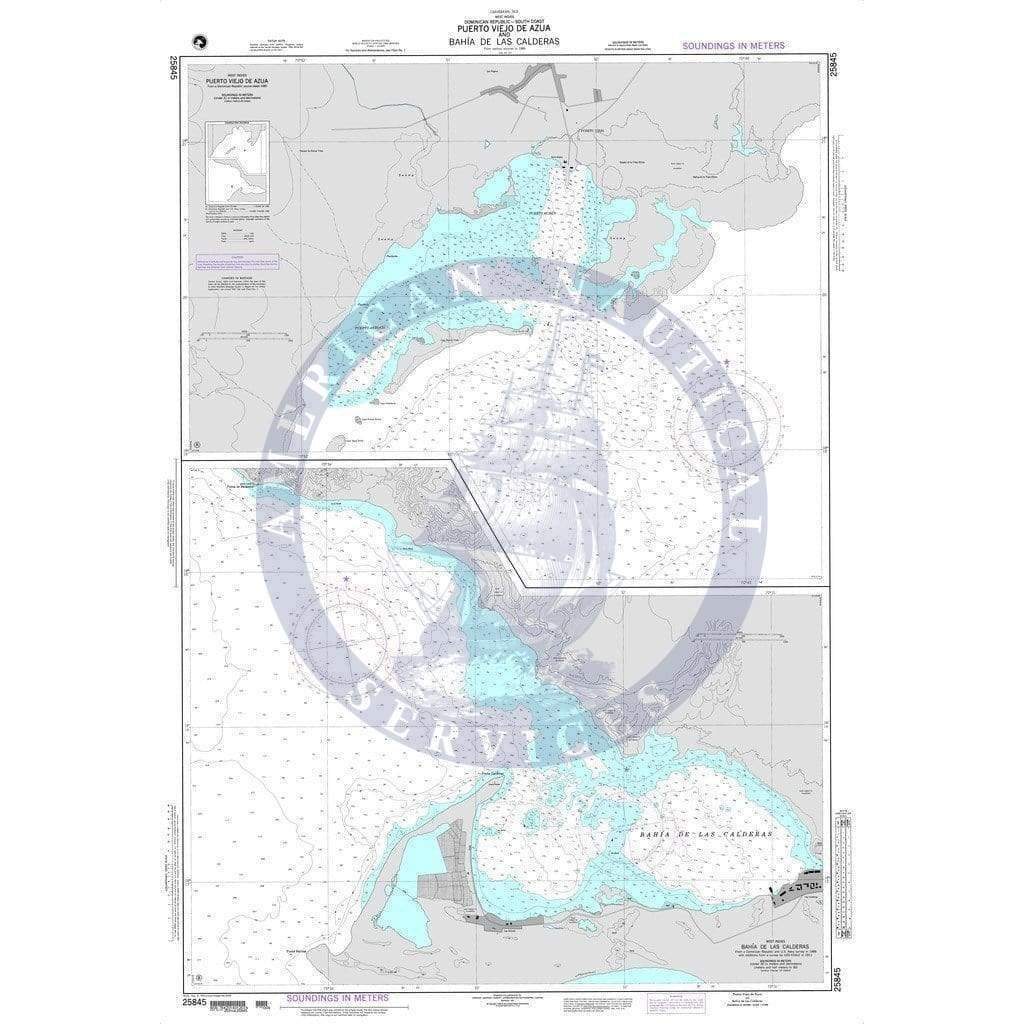 NGA Nautical Chart 25845: Puerto Viejo de Azua and Bahia de Las Calderas Plans: A. Puerto Viejo de Azua
