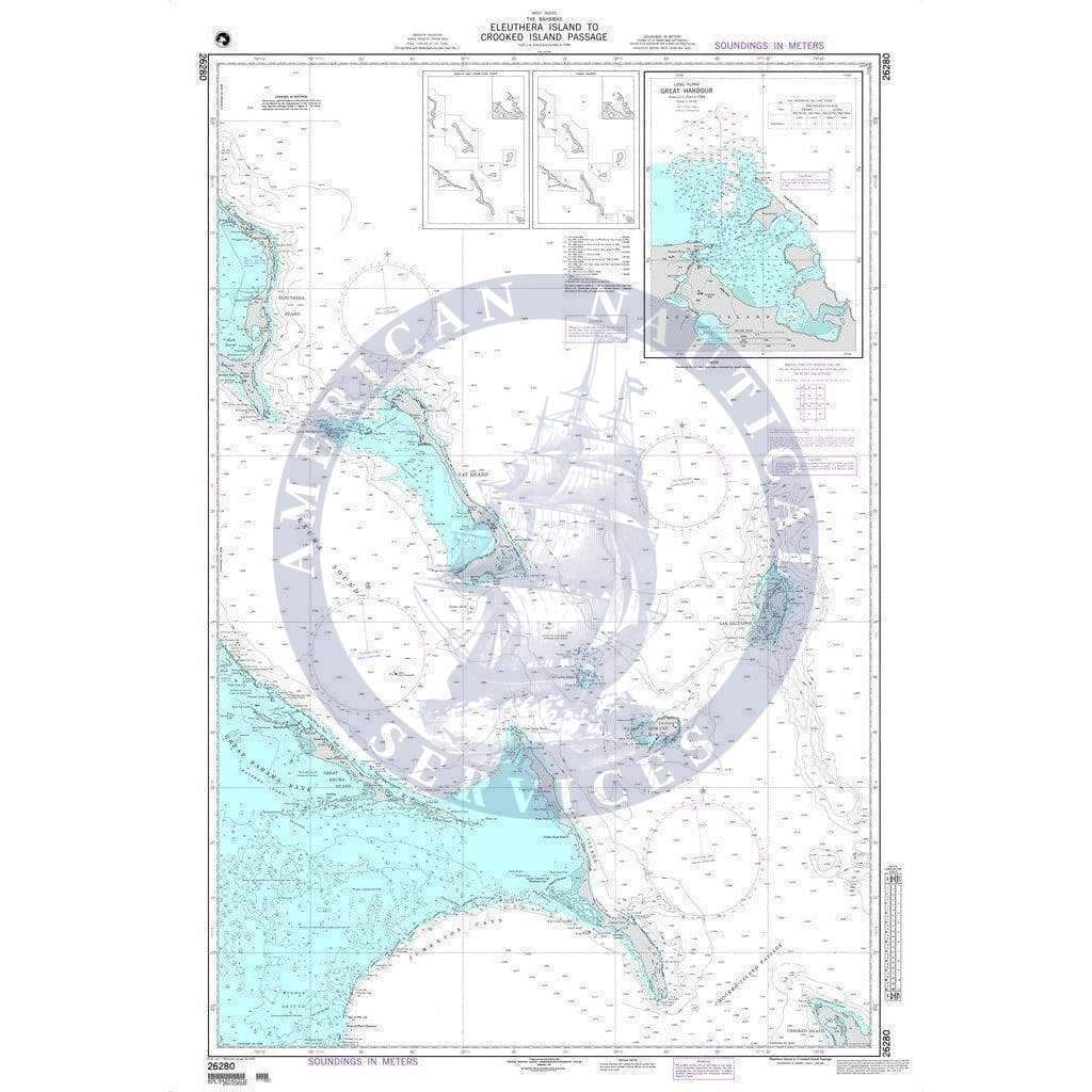 NGA Nautical Chart 26280: Eleuthera Island to Crooked Island Passage