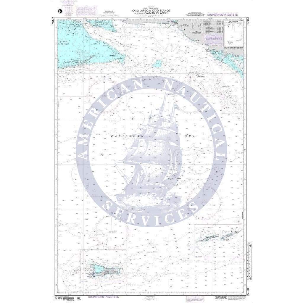NGA Nautical Chart 27160: Cayo Largo to Cayo Blanco including Cayman Islands