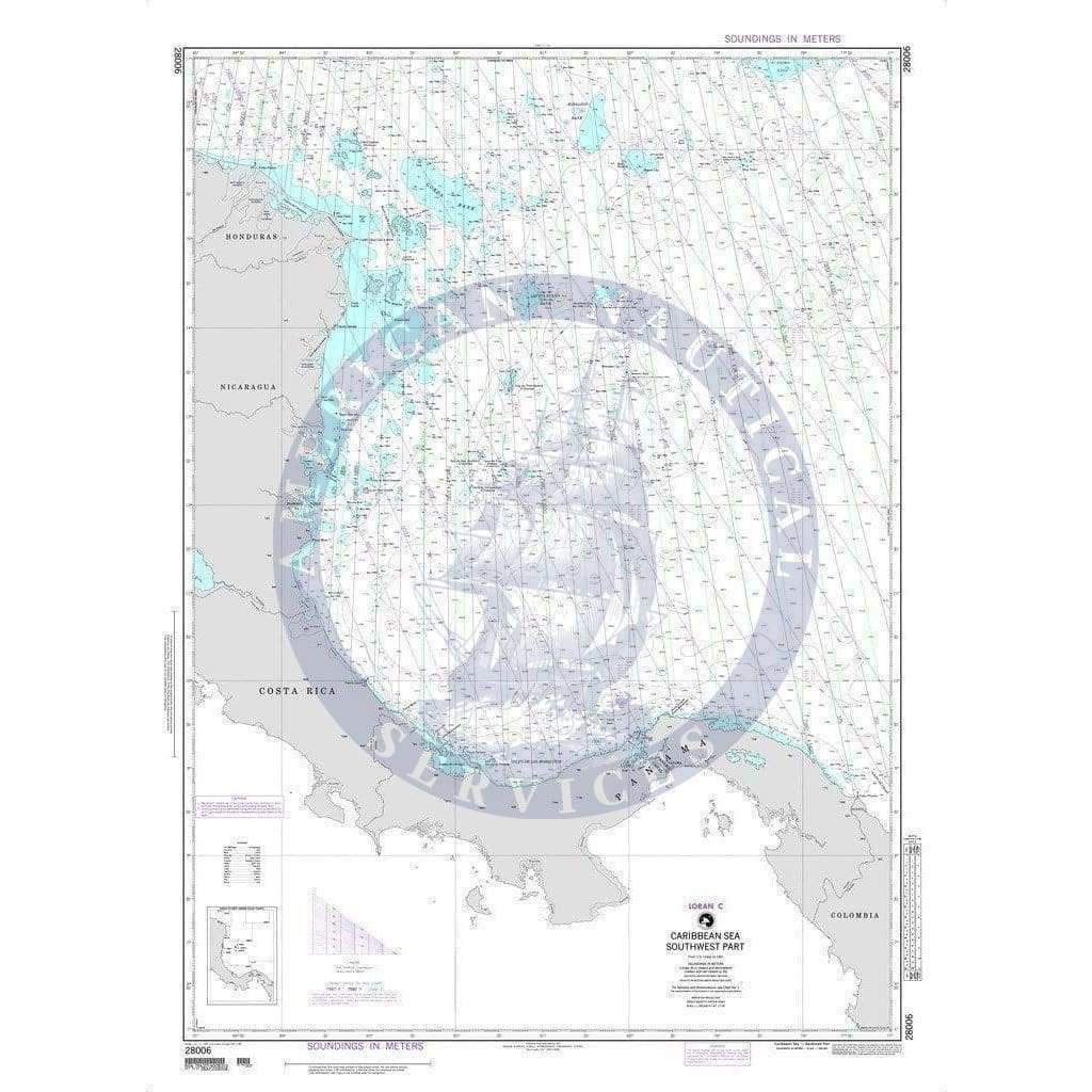 NGA Nautical Chart 28006: Caribbean Sea-Southwest Part (LORAN-C)