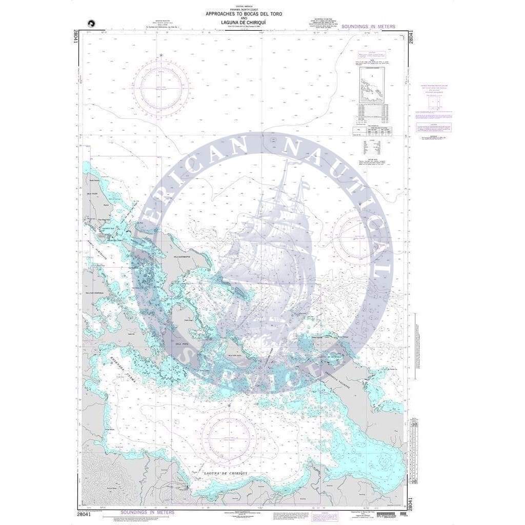 NGA Nautical Chart 28041: Approaches to Bocas del Toro and Laguna de Chiriqui
