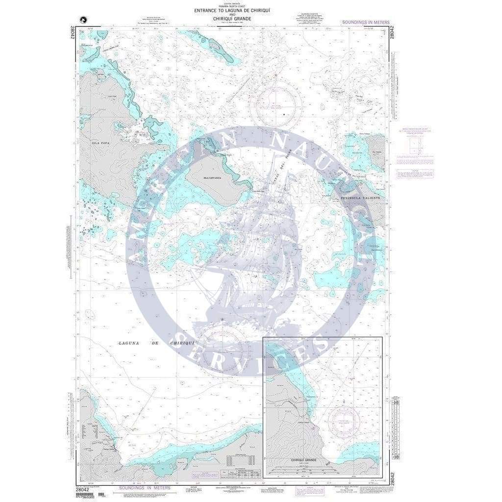NGA Nautical Chart 28042: Entrance to Laguna de Chiriqui and Chiriqui Grande