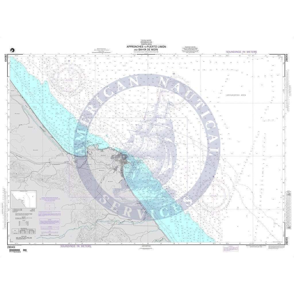 NGA Nautical Chart 28049: Approaches to Puerto Limon and Bahia de Moin