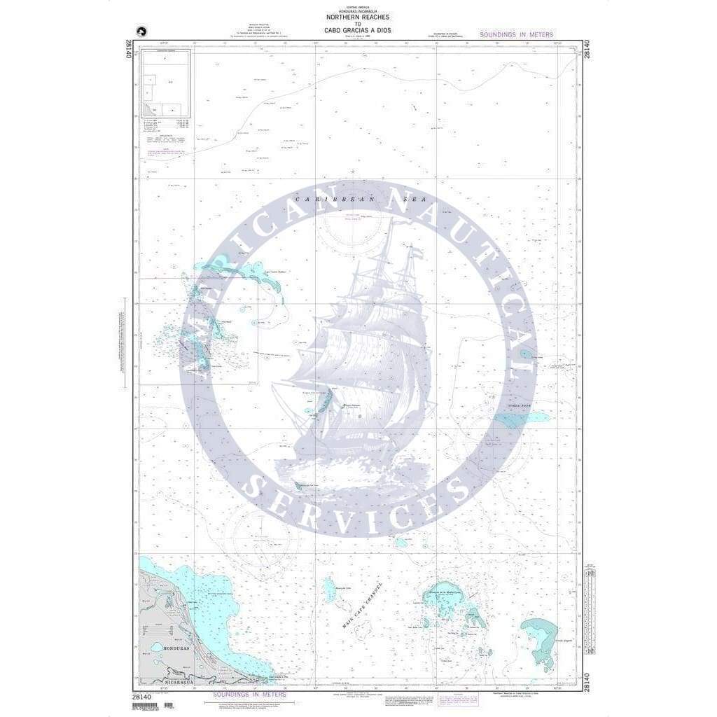 NGA Nautical Chart 28140: Northern Reaches to Cabo Gracias a Dios