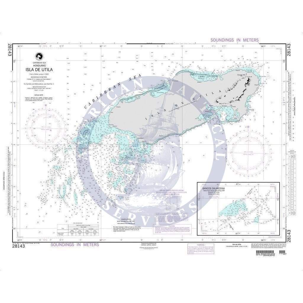 NGA Nautical Chart 28143: Isla de Utila (Honduras)
