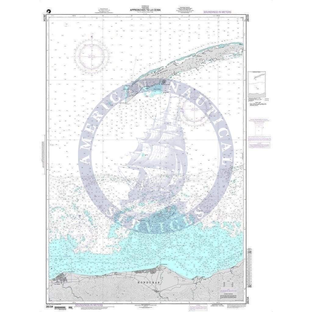 NGA Nautical Chart 28154: Approaches to La Ceiba