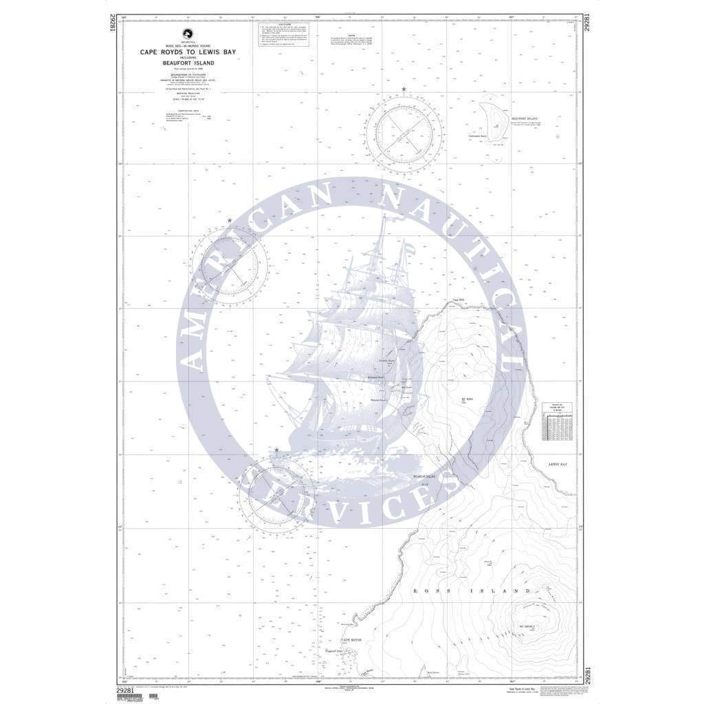 NGA Nautical Chart 29281: Cape Royds to Lewis Bay including Beaufort Island (Ross Sea-McMurdo Sound)