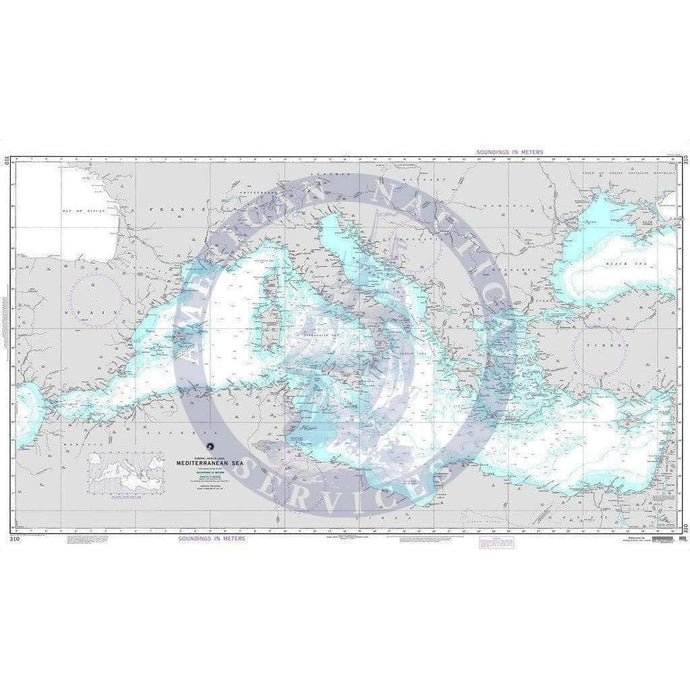 NGA Nautical Chart 310: Mediterranean Sea (OMEGA)