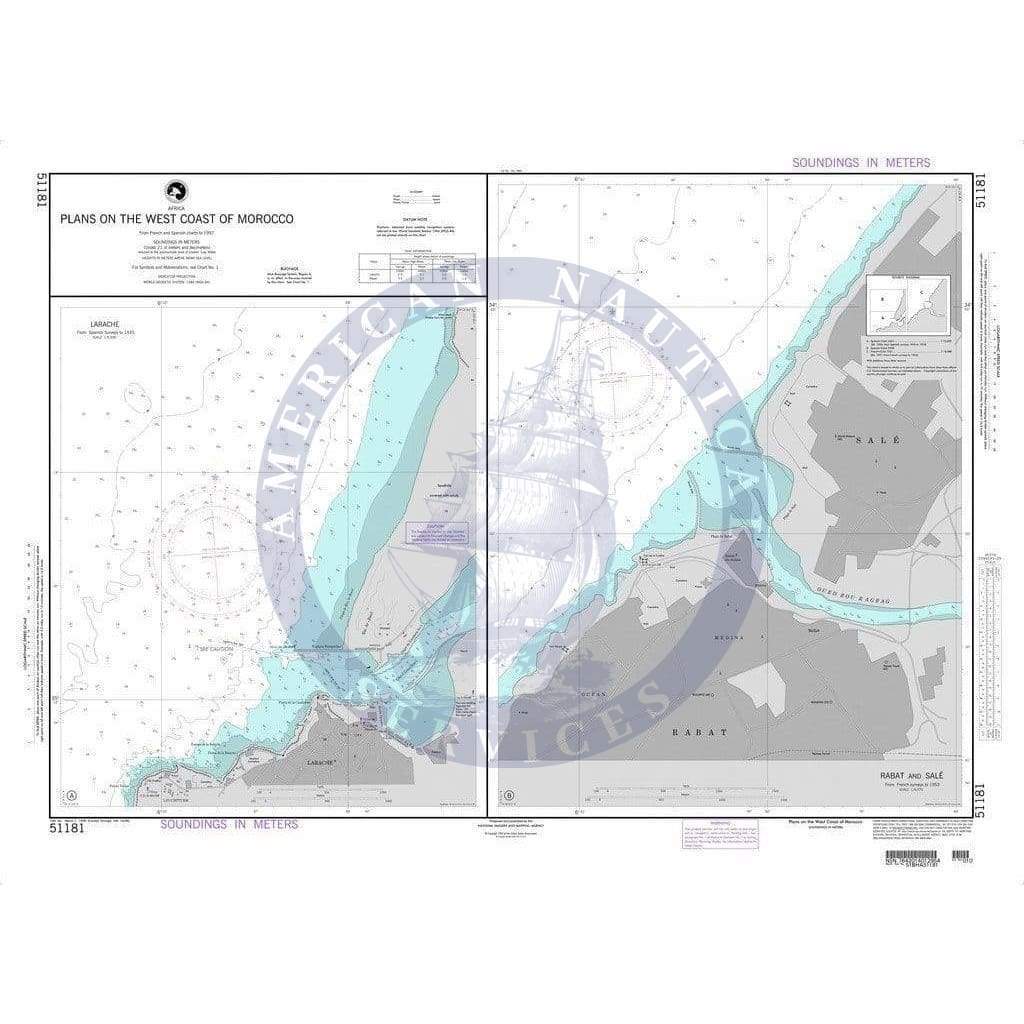 NGA Nautical Chart 51181: Plans on the West Coast of Morocco A. Larache