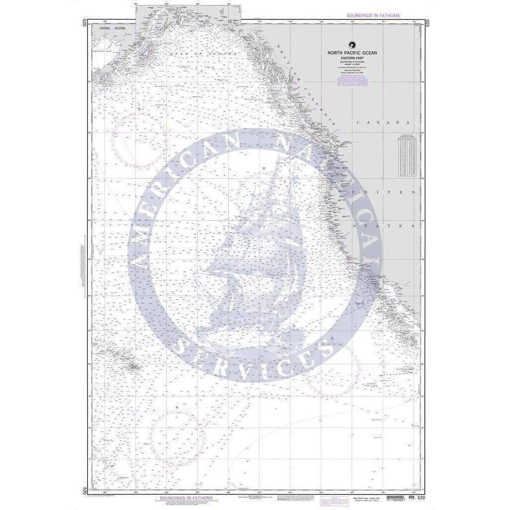 NGA Nautical Chart 520: North Pacific Ocean (Eastern Part)