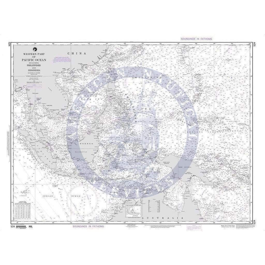 NGA Nautical Chart 524: Western Part of Pacific Ocean including Philippines and Indonesia