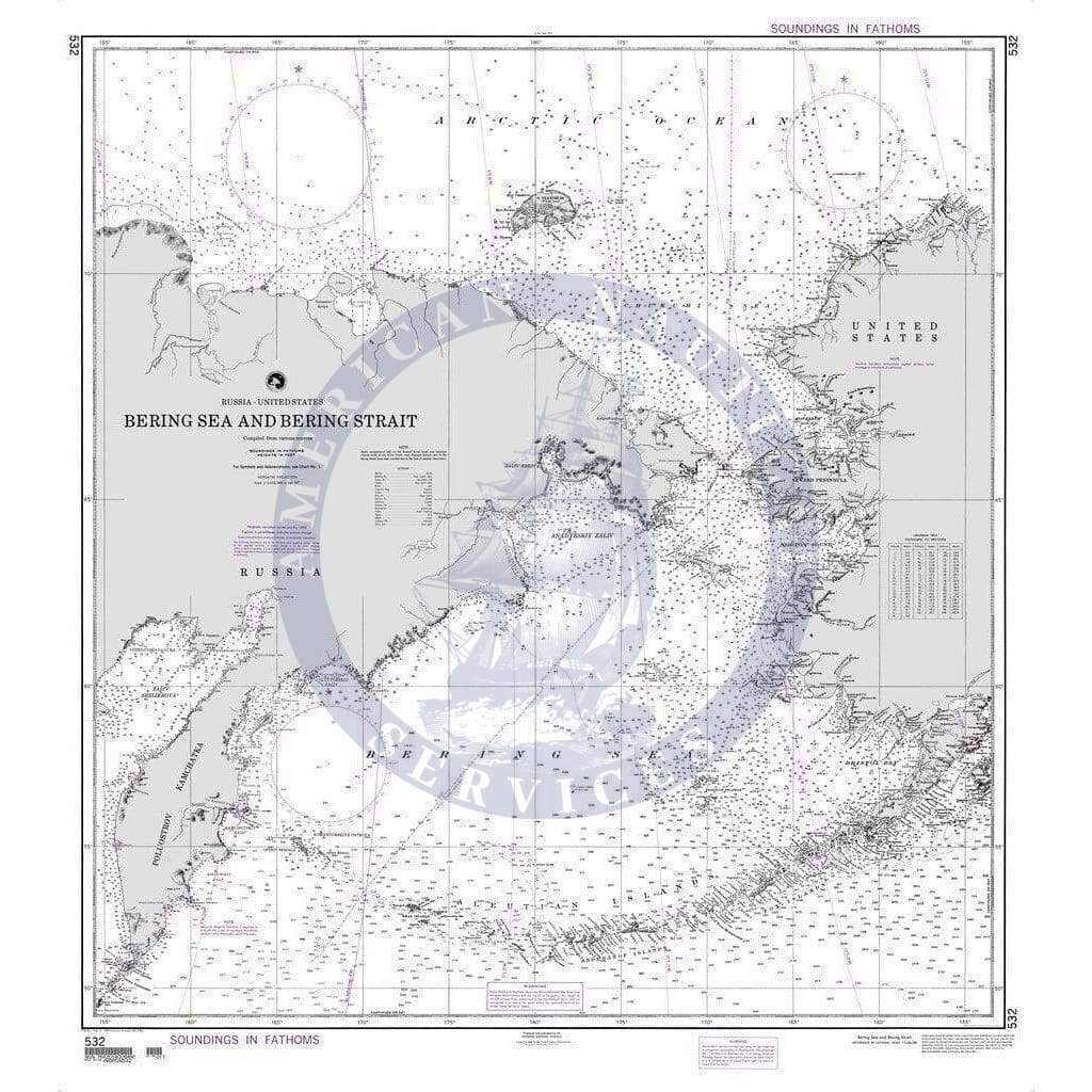NGA Nautical Chart 532: Bering Sea and Bering Strait Map
