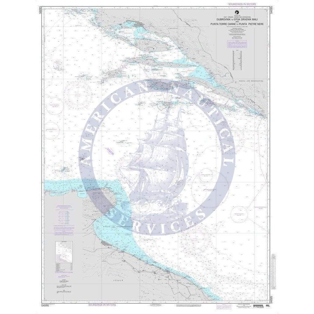 NGA Nautical Chart 54095: Dubrovnik to Otok Drvenik Mali and Punta Torre Canne to Punta Pietre Nere