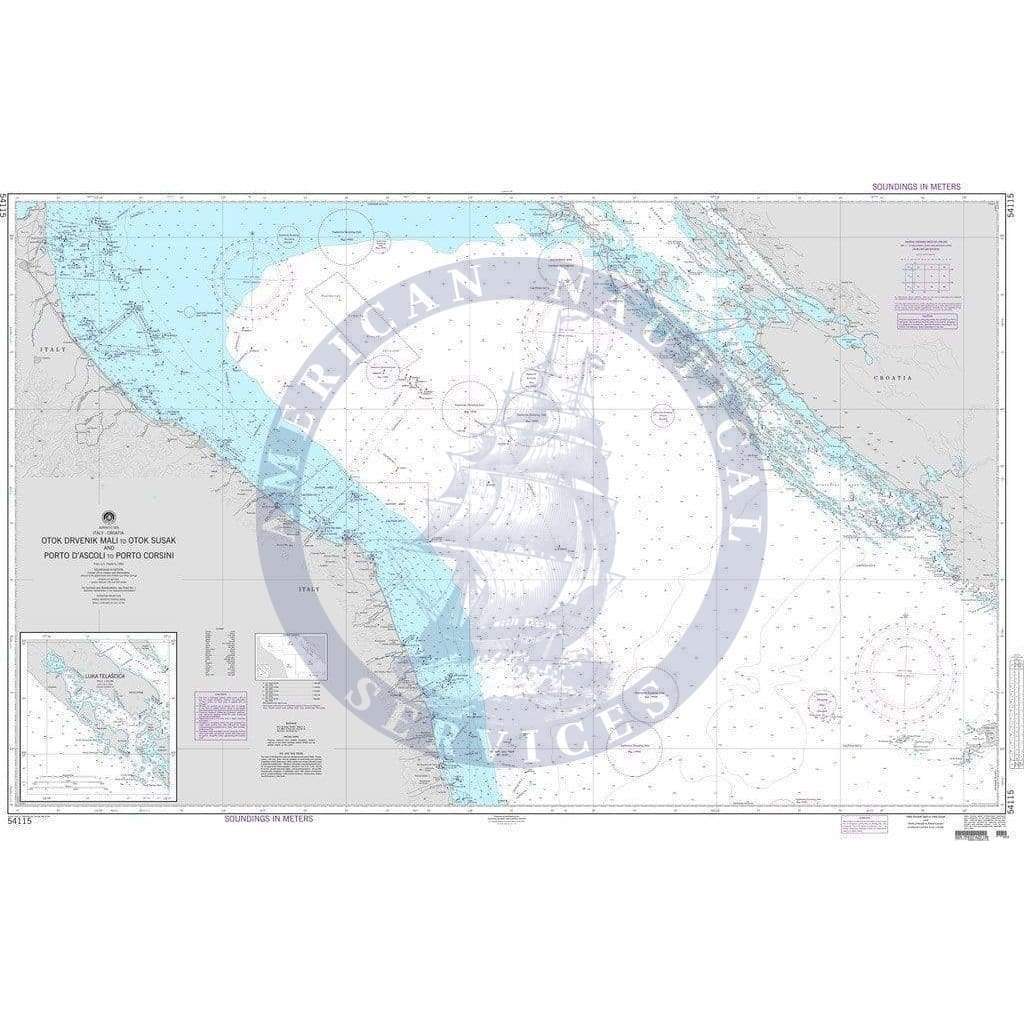NGA Nautical Chart 54115: Otok Drvenik Mali to Otok Susak and Porto d'Ascoli to Porto Corsini
