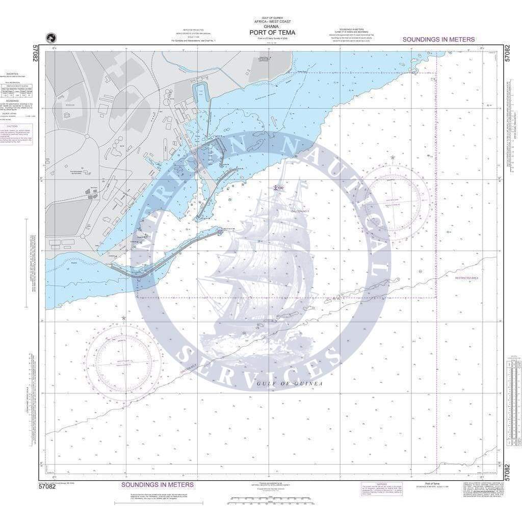 NGA Nautical Chart 57082: Port of Tema and Accra Roads (Ghana) Plans: A. Port of Tema