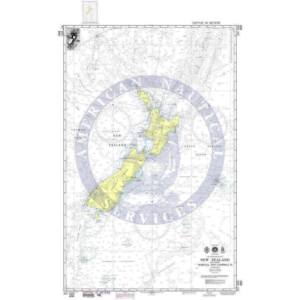NGA Nautical Chart 600: New Zealand including Norfolk and Campbell Islands